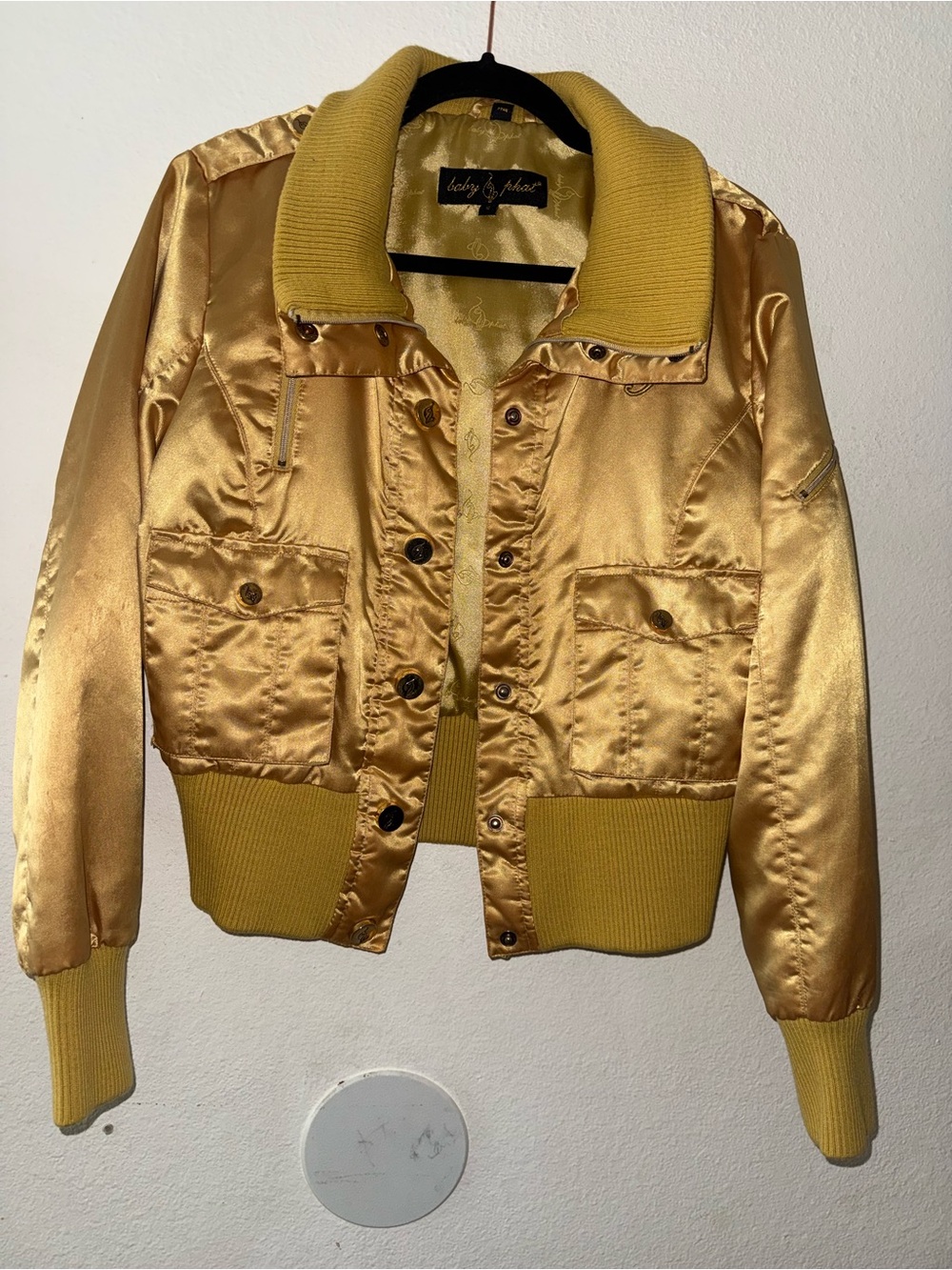 Baby Phat Gold Satin Bomber Jacket